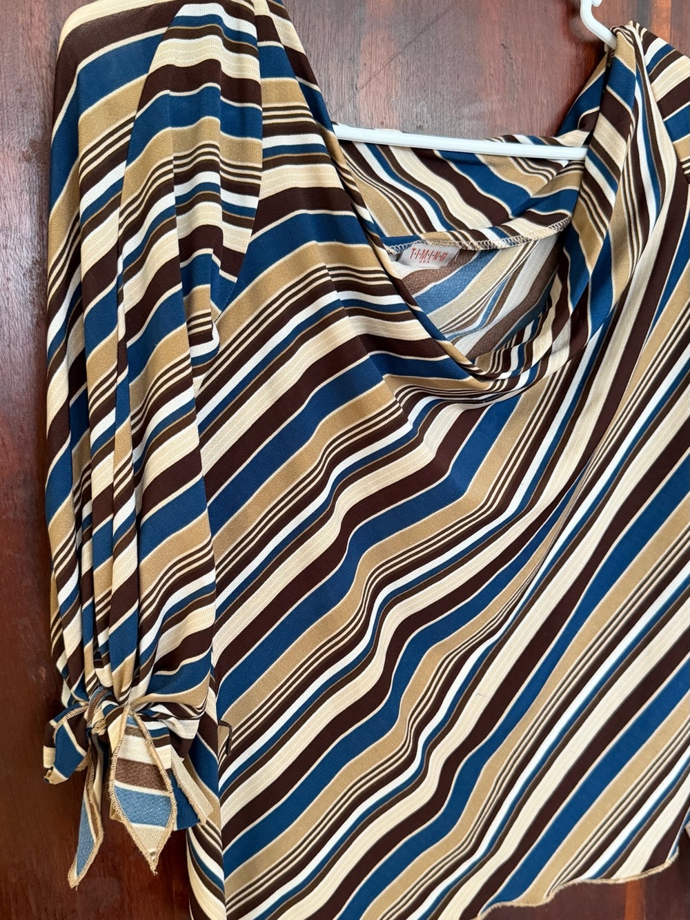 Striped Blue, Brown & Cream Women’s Blouse